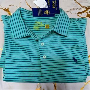 New Mens Polo Ralph Lauren Performance Striped Short Sleeve Shirt Size L $98